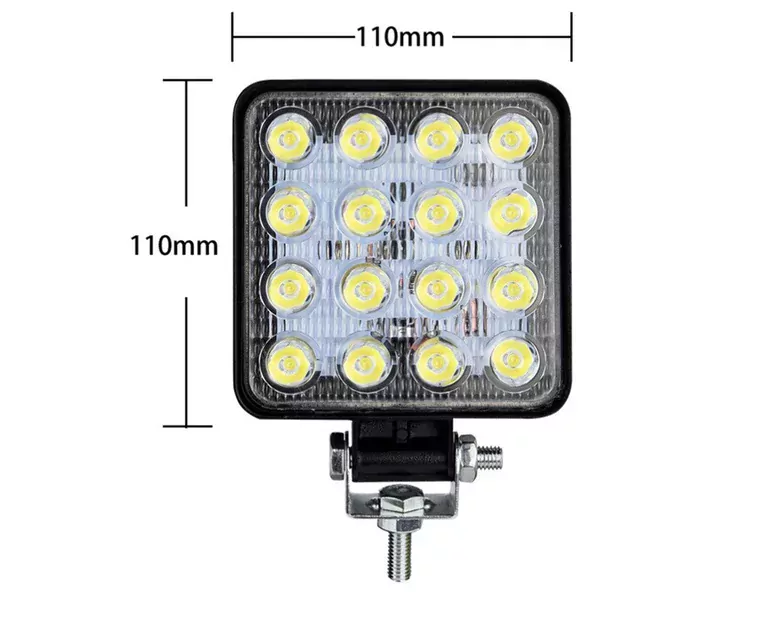 16 LED Kare Çalışma Lambası 110x110mm Off Road Traktör Tekne