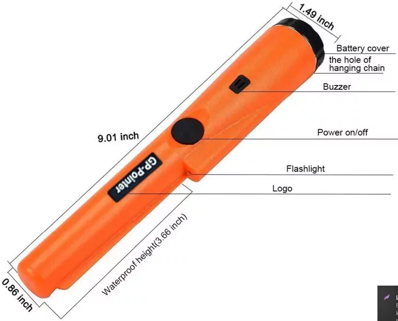 GP Pointer Altın Metal Dedektörü  El Tipi Su Geçirmez Altın Gümüş GP Pointer Altın Metal Dedektörü  El Tipi Su Geçirmez Altın Gümüş
