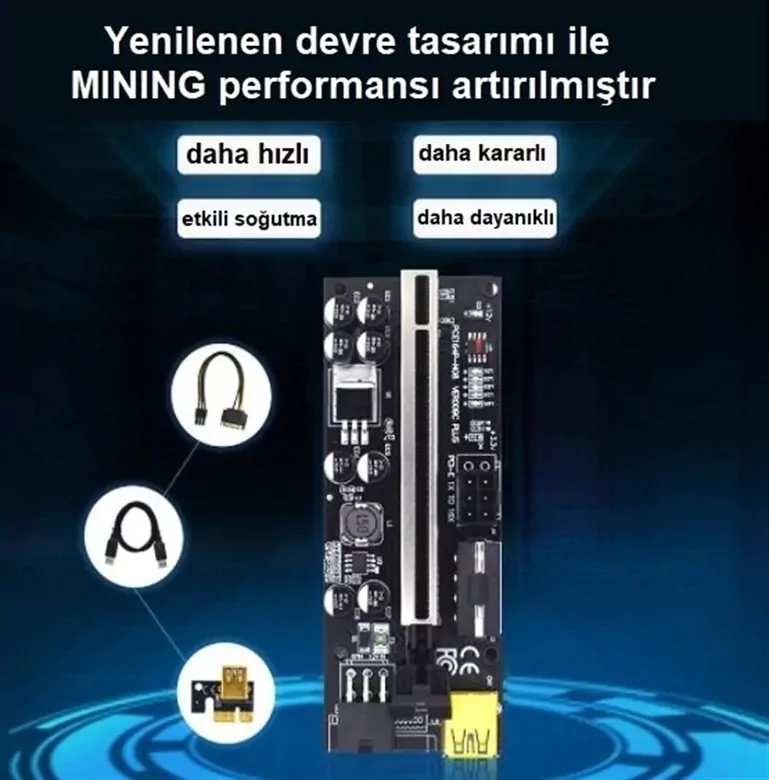 OEM Riser V009C PLUS Yükseltici PCI-Express X1 to X16 Mining Ethe OEM Riser V009C PLUS Yükseltici PCI-Express X1 to X16 Mining Ethe