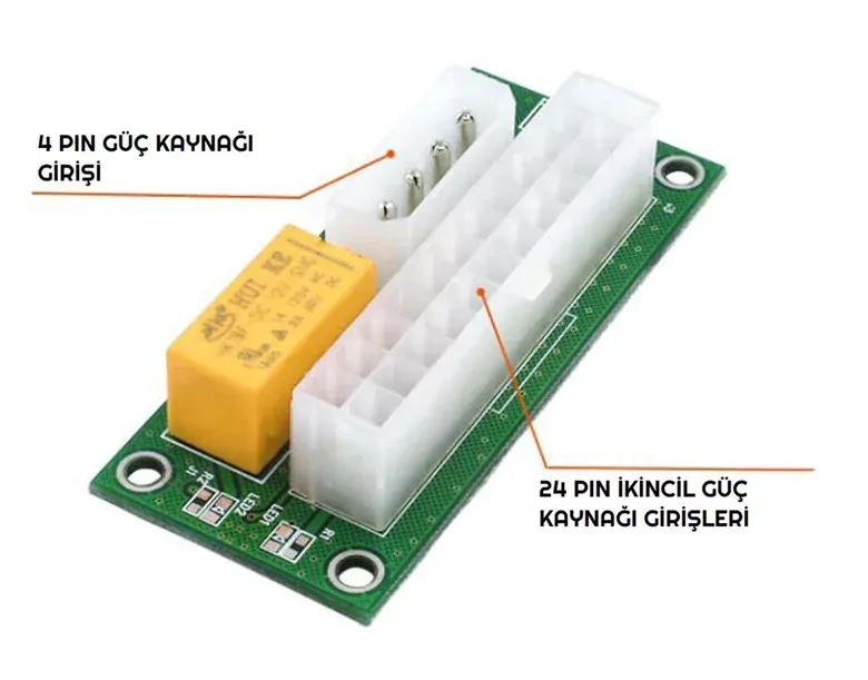 ADD2PSU ATX-SATA Molex 4 Pin 24 Pin Psu Çoklayıcı Güç Kaynağı Bağlantı Adaptörü Mining Riser