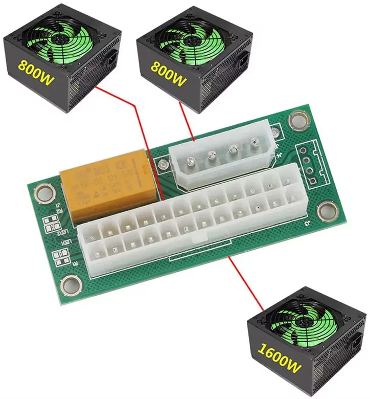 ADD2PSU ATX-SATA Molex 4 Pin 24 Pin Psu Çoklayıcı Güç Kaynağı Bağlantı Adaptörü Mining Riser