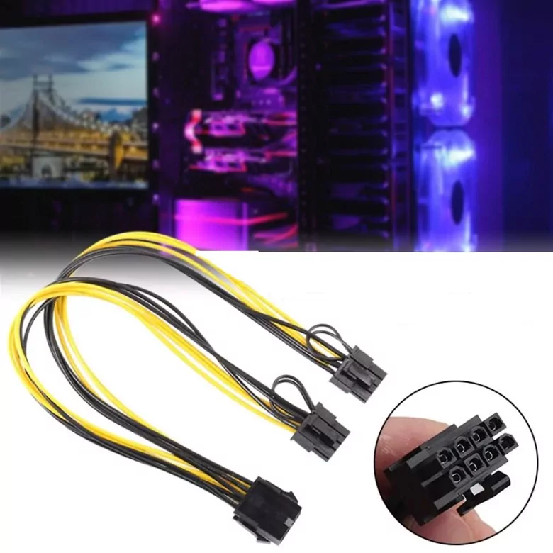 30cm 6 Pin PCI-E to 8 Pin PCI-E Ekran Kartı Power Çevirici Kablo
