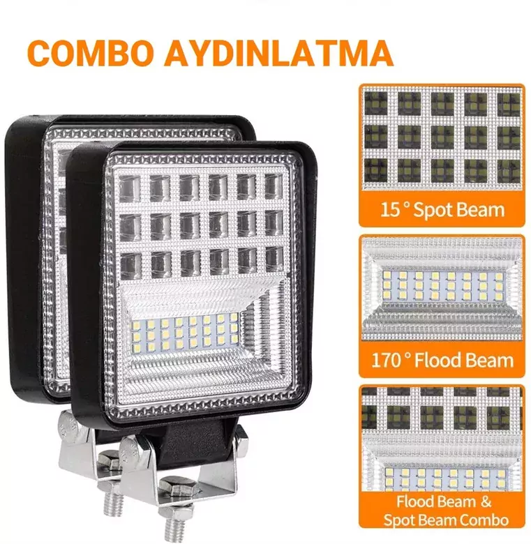 42 LED Combo Aydınlatma Off Road Tekne Çalışma Lambası 126W