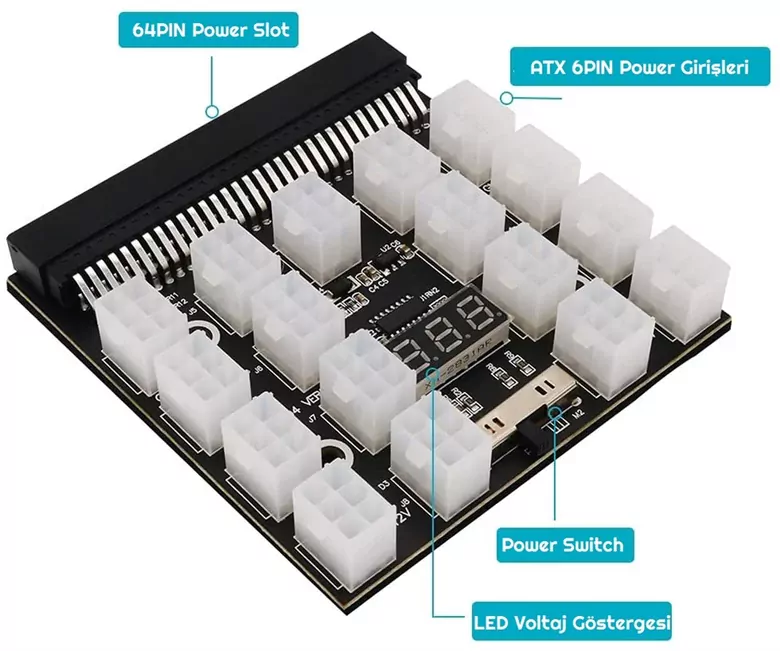 12 - 17 PIN ATX 6 PIN Breakout Board Adaptörü Güç Kaynağı Led Kesme Panosu