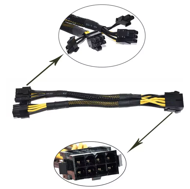 Kaplamalı 8 Pin Power Splitter PCI-E 8 (6+2)Pin Çoklayıcı Kablo Kaplamalı 8 Pin Power Splitter PCI-E 8 (6+2)Pin Çoklayıcı Kablo