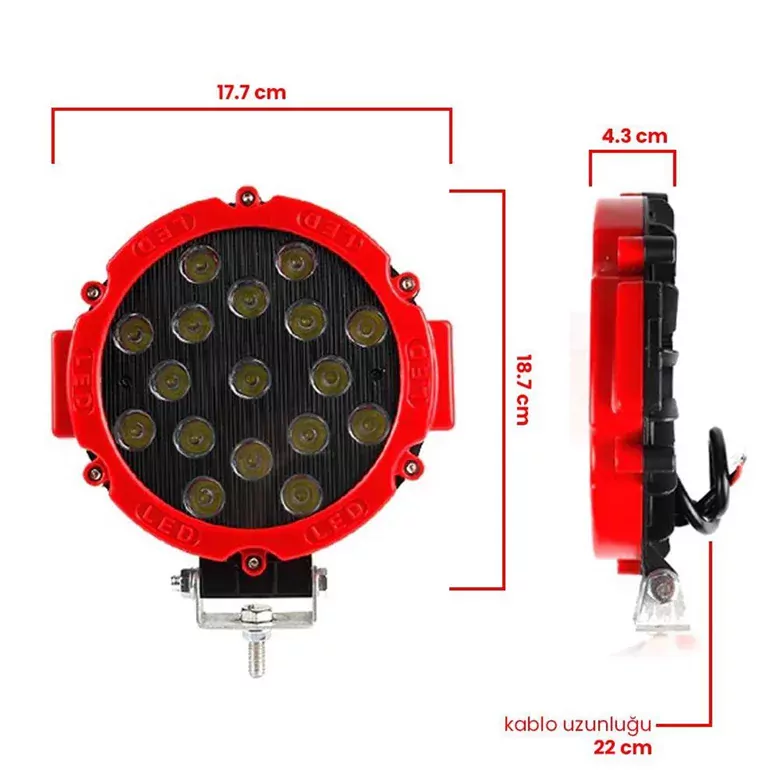 5 Modlu 51W Yuvarlak Off Road Lambası Turuncu Beyaz Işıklı