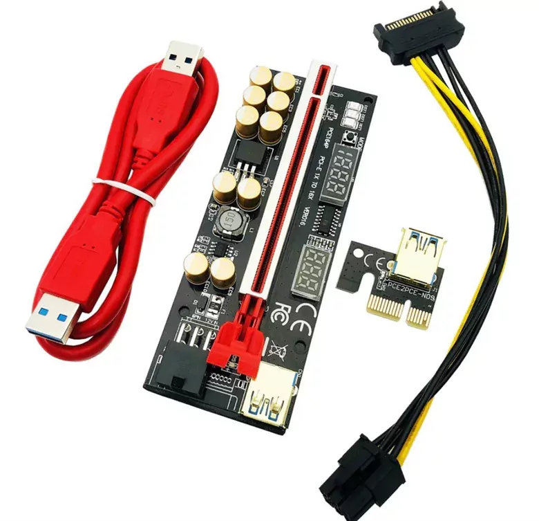 Riser V016 Voltaj Regülatörlü 10 Kapasitör Ekran Kartı Yükseltici PCI-E x16 Riser V016 Voltaj Regülatörlü 10 Kapasitör Ekran Kartı Yükseltici PCI-E x16