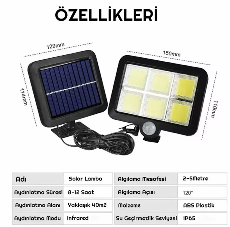 120 COB LED Solar Panel Güneş Enerjili 3 MOD Duvar Lambası Bahçe 120 COB LED Solar Panel Güneş Enerjili 3 MOD Duvar Lambası Bahçe