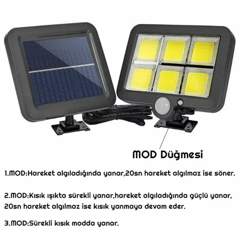 120 COB LED Solar Panel Güneş Enerjili 3 MOD Duvar Lambası Bahçe 120 COB LED Solar Panel Güneş Enerjili 3 MOD Duvar Lambası Bahçe