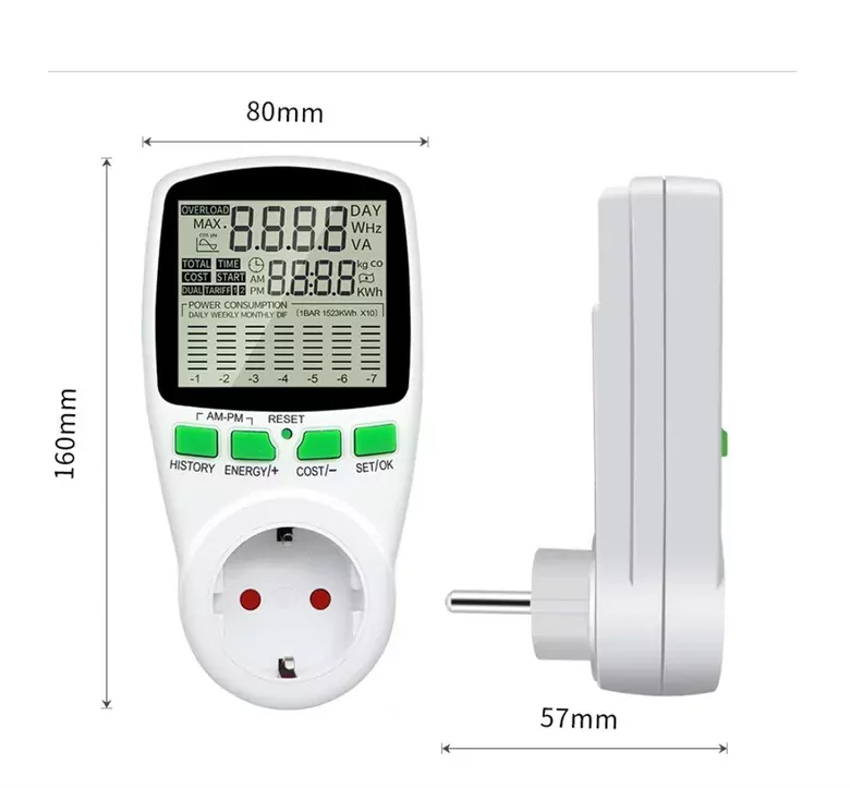 Çizelge Göstergeli Dijital Wattmetre Enerji Sarfiyat Ölçer Tüketim Ölçer 220V Priz Çizelge Göstergeli Dijital Wattmetre Enerji Sarfiyat Ölçer Tüketim Ölçer 220V Priz