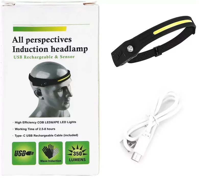 LX200 Sensörlü Şarjlı COB LED ve XPE 5 Mod Kafa Lambası