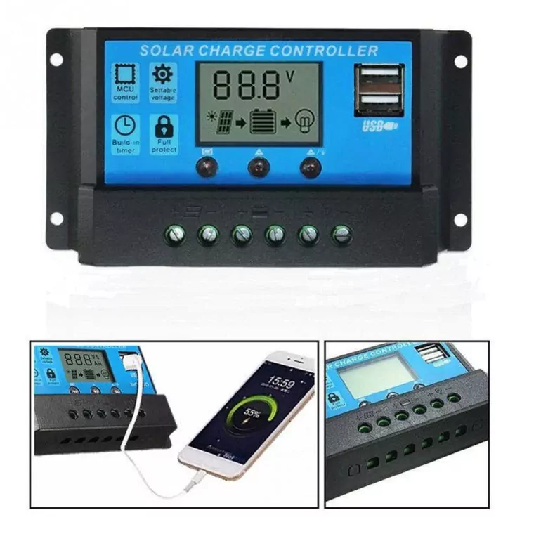 10A Dijital Solar Şarj Akü Kontrol Cihazı Güneş Enerjisi USBli 10A Dijital Solar Şarj Akü Kontrol Cihazı Güneş Enerjisi USBli