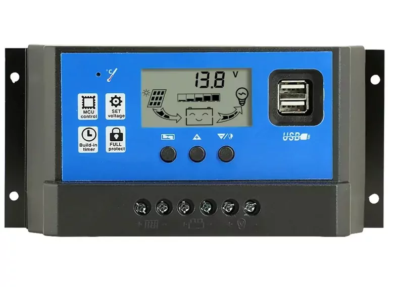 40A Solar Güneş Paneli Akü Şarj Kontrol Cihazı PWM 12v-24v Çift USB