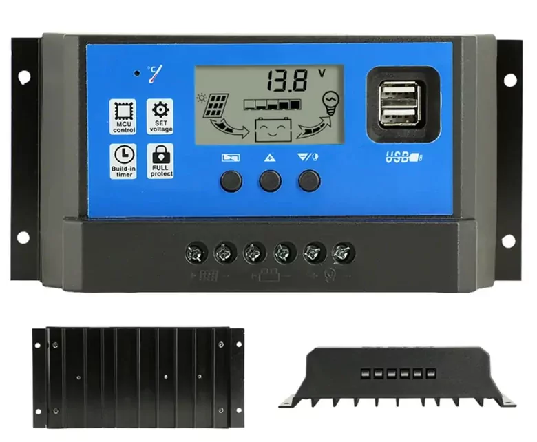 40A Solar Güneş Paneli Akü Şarj Kontrol Cihazı PWM 12v-24v Çift USB