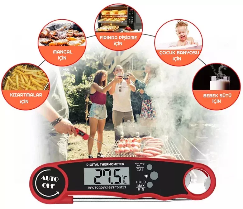 Paslanmaz Çelik Problu Dijital Mutfak Yemek Termometresi Sıcaklık Ölçer Açacaklı Mıknatıslı Paslanmaz Çelik Problu Dijital Mutfak Yemek Termometresi Sıcaklık Ölçer Açacaklı Mıknatıslı