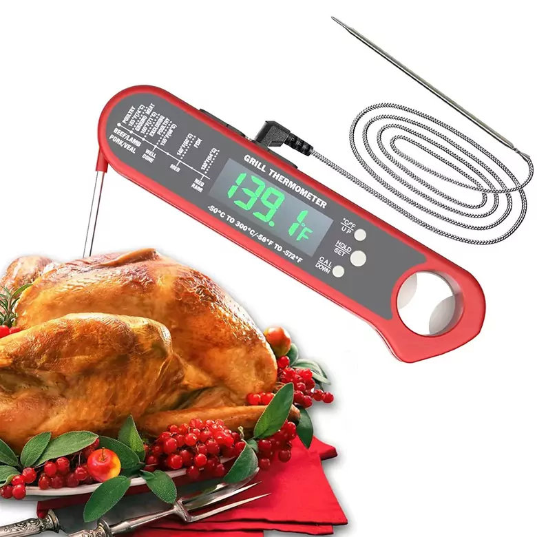 Çıkarılabilir Multi Problu Paslanmaz Dijital Et Yemek Termometresi -50°C-300°C Sıcaklık Ölçer