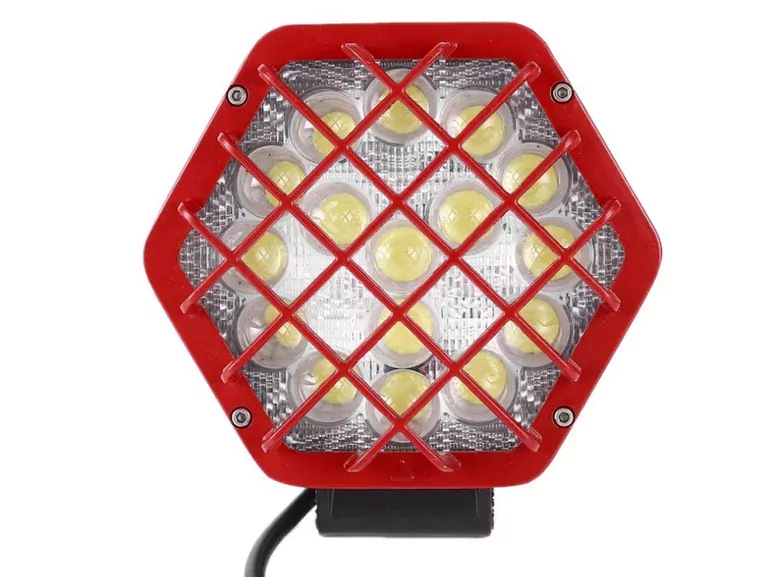 48w Altıgen Kafesli Kırımızı 16 LED Off Road Tekne Çalışma Lambası