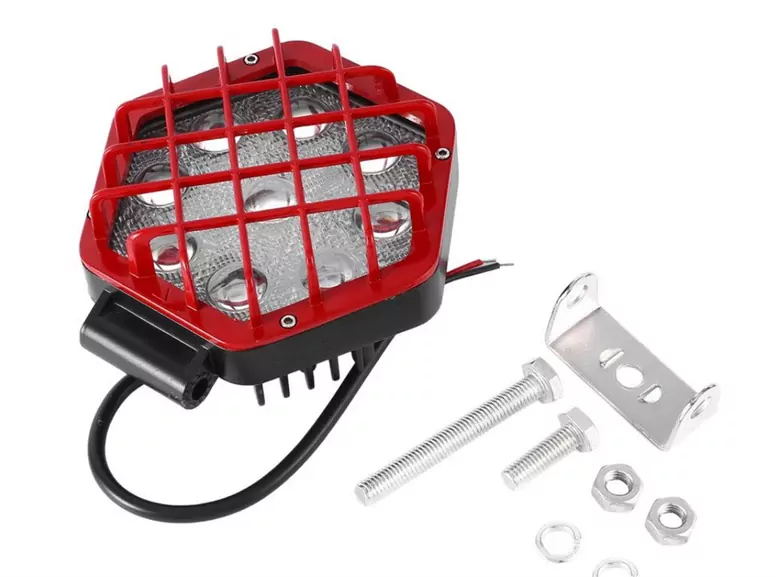 48w Altıgen Kafesli Kırımızı 16 LED Off Road Tekne Çalışma Lambası