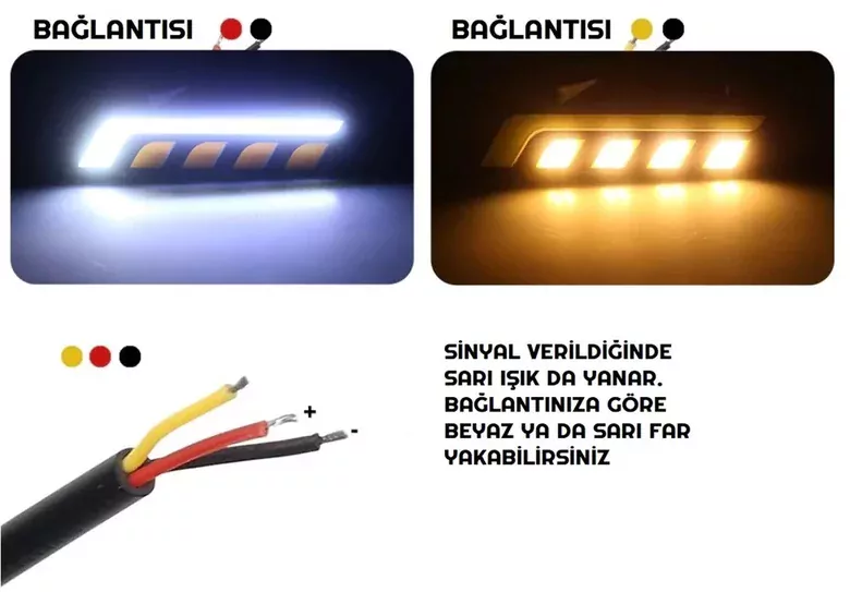 3 Modlu DRL 16CM Esnek Su Geçirmez Gündüz Ledi Çift Renkli Gündüz Farı 3 Modlu DRL 16CM Esnek Su Geçirmez Gündüz Ledi Çift Renkli Gündüz Farı