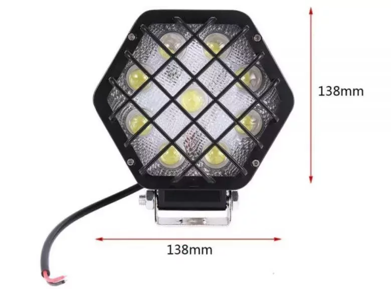 48w Altıgen Kafesli Siyah 16 LED Off Road Tekne Çalışma Lambası