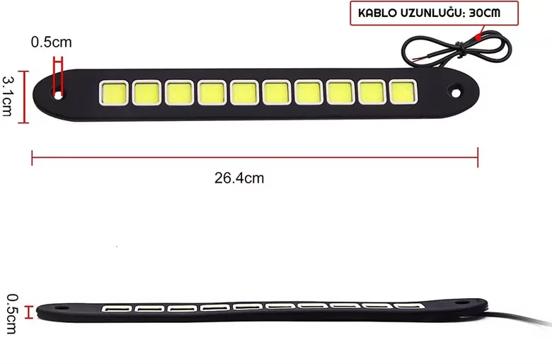 Ayarlanabilir Esnek 10 LED Su Geçirmez Gündüz Ledi Beyaz DRL Farı DC 12V Ayarlanabilir Esnek 10 LED Su Geçirmez Gündüz Ledi Beyaz DRL Farı DC 12V