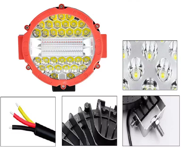 3 Modlu 3 Renk Kombo 51w Siyah Yuvarlak Off Road 12/24v Çalışma Tekne Lambası