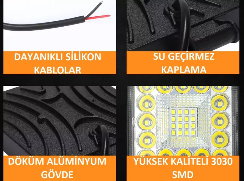 41Led Kare Kombo 12-24v Su Geçirmez Off Road Tekne Çalışma Lambası 41Led Kare Kombo 12-24v Su Geçirmez Off Road Tekne Çalışma Lambası