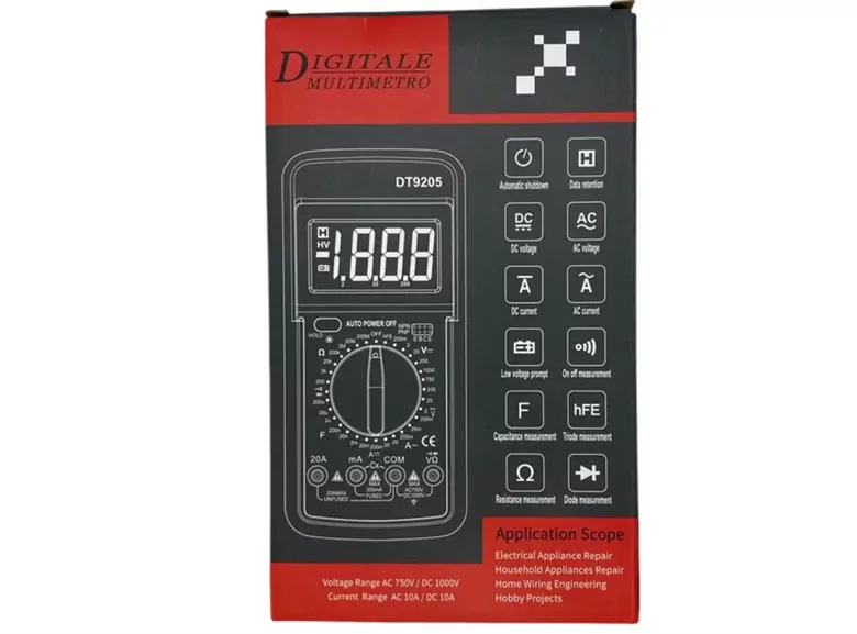 Dijital Multimetre Dt-9205A AC/Dc Volt Amper Ohm Kapasite Hz Test Cihazı Dijital Multimetre Dt-9205A AC/Dc Volt Amper Ohm Kapasite Hz Test Cihazı