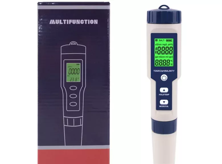 5in1 Dijital PH/TDS/EC/Tuzluluk/Sıcaklık Metre Işıklı Test Cihazı İletkenlik Kalem Model