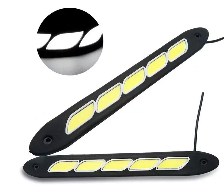 Ayarlanabilir Esnek 5 COB LED Su Geçirmez Gündüz Ledi Beyaz DRL Farı DC 12V