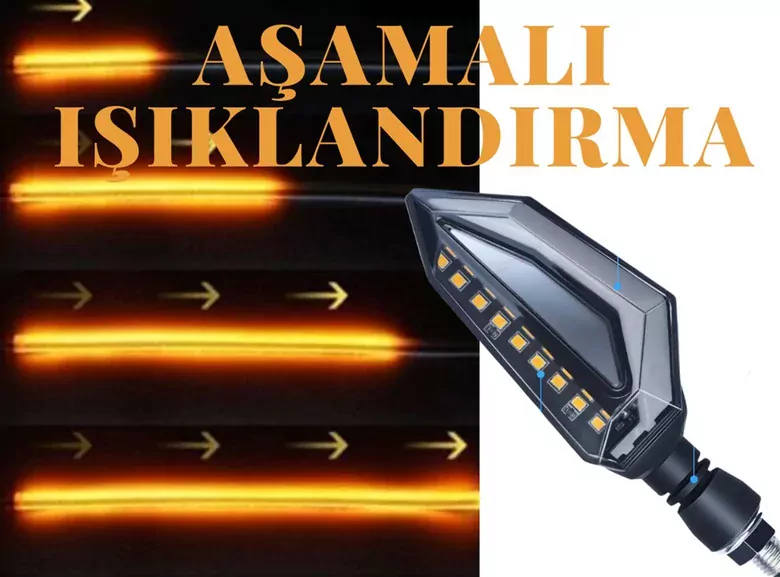 Amerikan Park Modüllü Kıskaç Model Motosiklet Kayar Sinyal LED Takımı