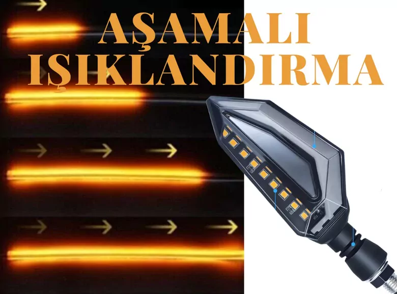 Amerikan Park Modüllü Kıskaç Model Motosiklet Kayar Sinyal LED Takımı