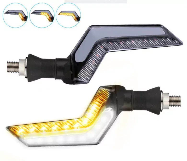Sarı-Beyaz Renk Motosiklet Sinyal Ledi Takımı Kayar DRL Sinyal Işığı Sarı-Beyaz Renk Motosiklet Sinyal Ledi Takımı Kayar DRL Sinyal Işığı