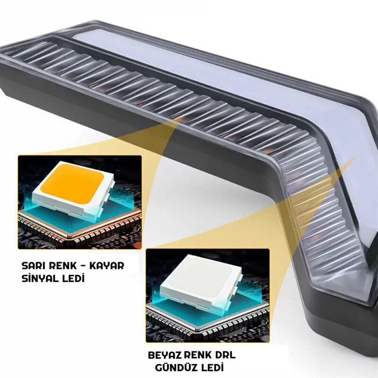 Sarı-Beyaz Renk Motosiklet Sinyal Ledi Takımı Kayar DRL Sinyal Işığı Sarı-Beyaz Renk Motosiklet Sinyal Ledi Takımı Kayar DRL Sinyal Işığı