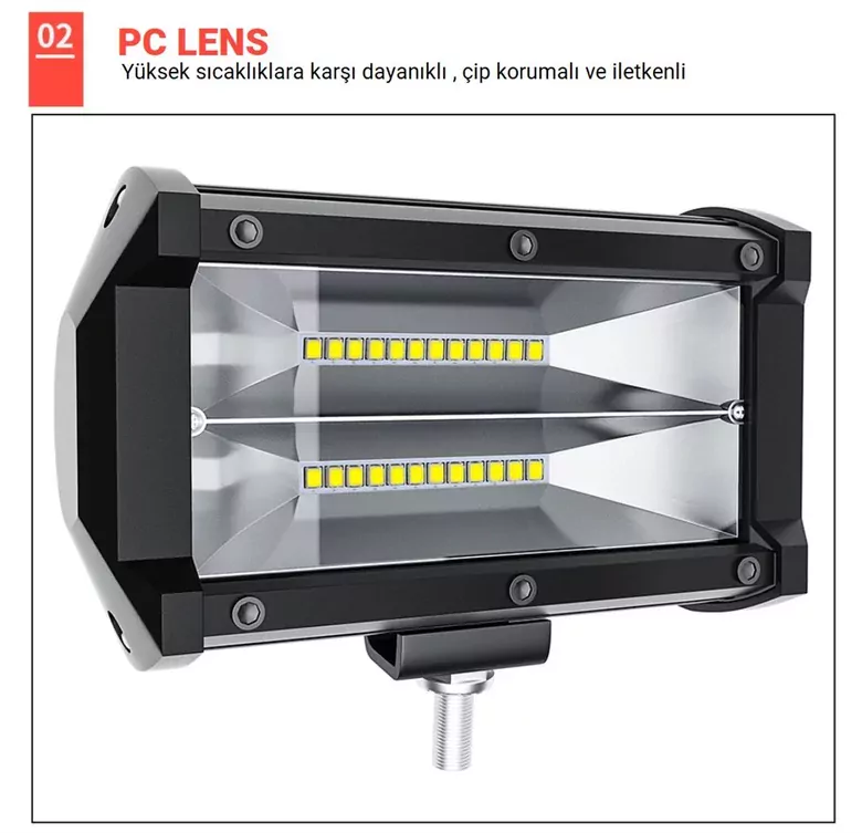 DC 12-24V Su Geçirmez Çift Sıra 24 LED Off Road Spot Lambası 72W