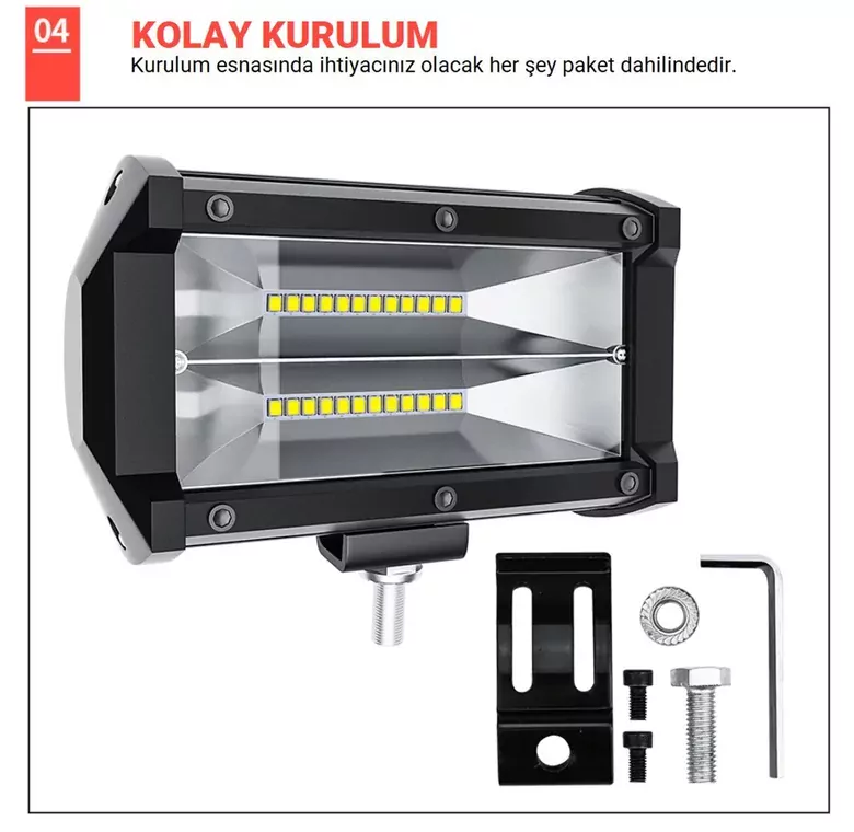 DC 12-24V Su Geçirmez Çift Sıra 24 LED Off Road Spot Lambası 72W