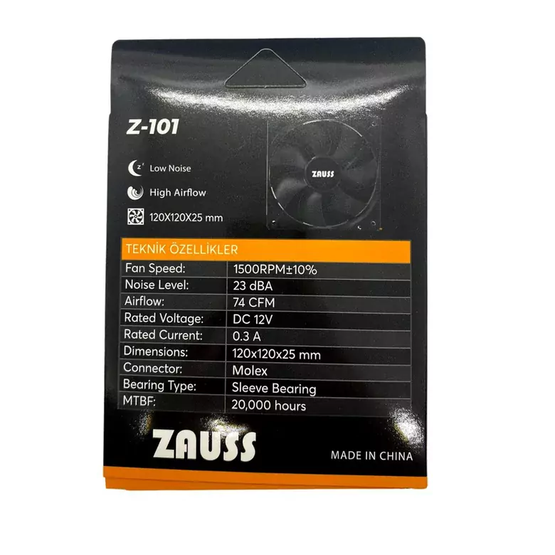 Z-101 Ultra Sessiz 12cm Kasa Fanı 120x120mm Molex Fan 0.3A 1600RPM