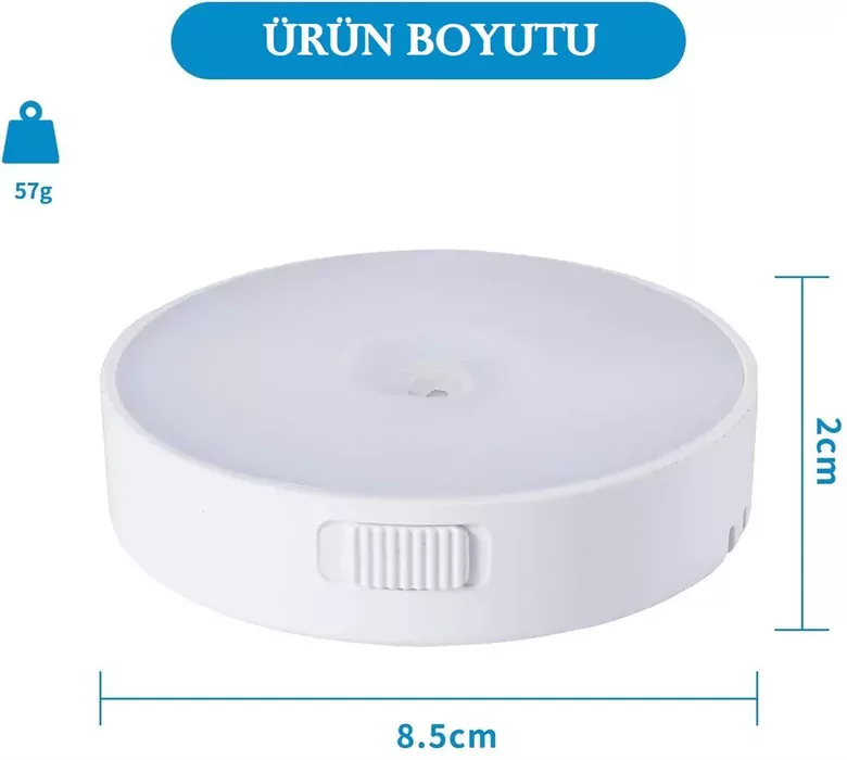 2 Renkli Hareket Sensörlü USB Şarj Edilebilir LED Işık Dolap İçi Gece Lambası