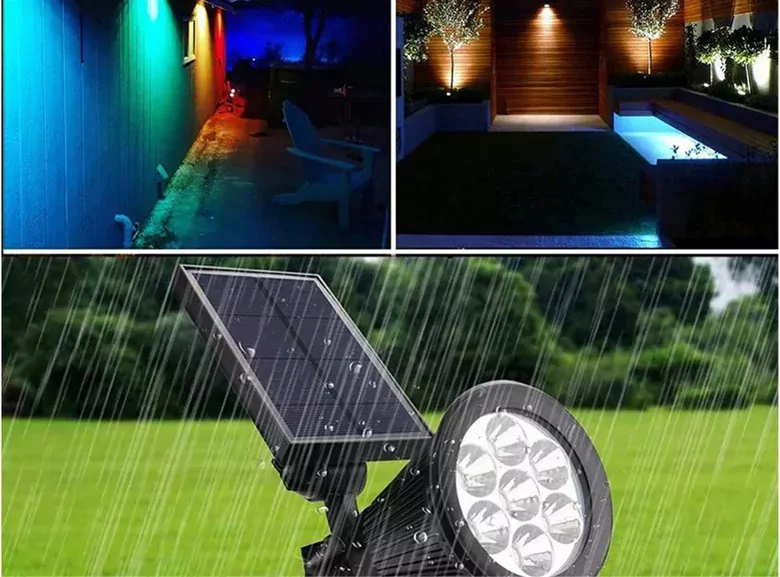 Çok Renkli 7 LED'li Solar Güneş Enerjili Kazıklı Bahçe Çim Duvar Armatürü 7W Aydınlatma