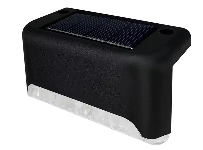 Solar Güneş Enerjili Şarj Edilen Köşebent Merdiven Veranda Bahçe Led Lamba Siyah