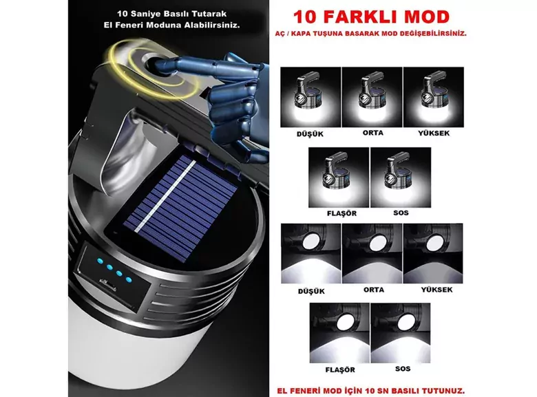 300w 10 Modlu Güneş Enerjili Solar Aydınlatma Kamp Çadır Lambası Ampül Led Şarjlı Işıldak El Feneri 300w 10 Modlu Güneş Enerjili Solar Aydınlatma Kamp Çadır Lambası Ampül Led Şarjlı Işıldak El Feneri