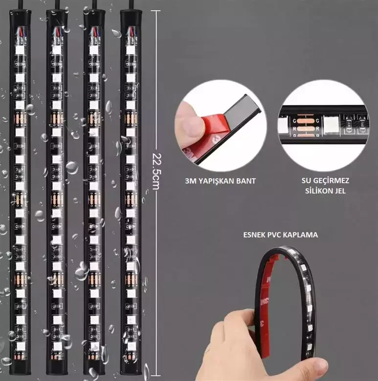 4 Parçalı Uzaktan Kumandalı Ayak Altı Araç Içi 48 Led Çok Renkli Araba Led Atmosfer Led Işık Şeridi 4 Parçalı Uzaktan Kumandalı Ayak Altı Araç Içi 48 Led Çok Renkli Araba Led Atmosfer Led Işık Şeridi