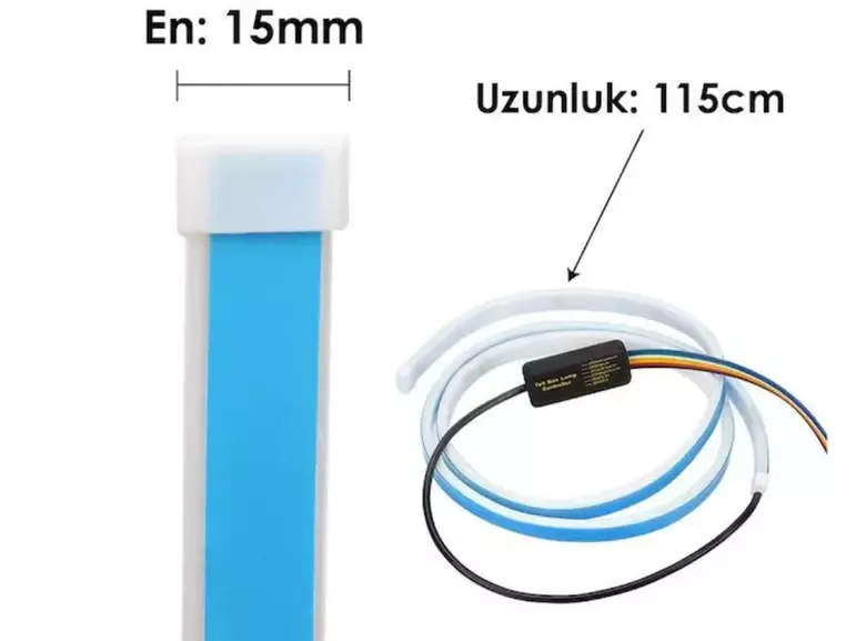 Bagaj Altı RGB Led Kayan Sinyalli 6 Fonksiyonlu Elastik Led 120 CM Selamlamalı Led