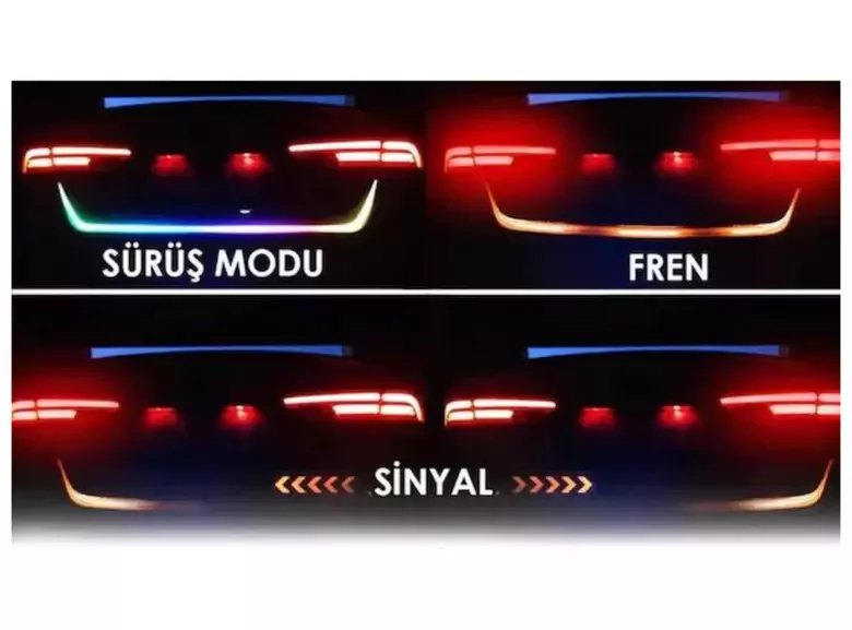 Bagaj Altı RGB Led Kayan Sinyalli 6 Fonksiyonlu Elastik Led 120 CM Selamlamalı Led