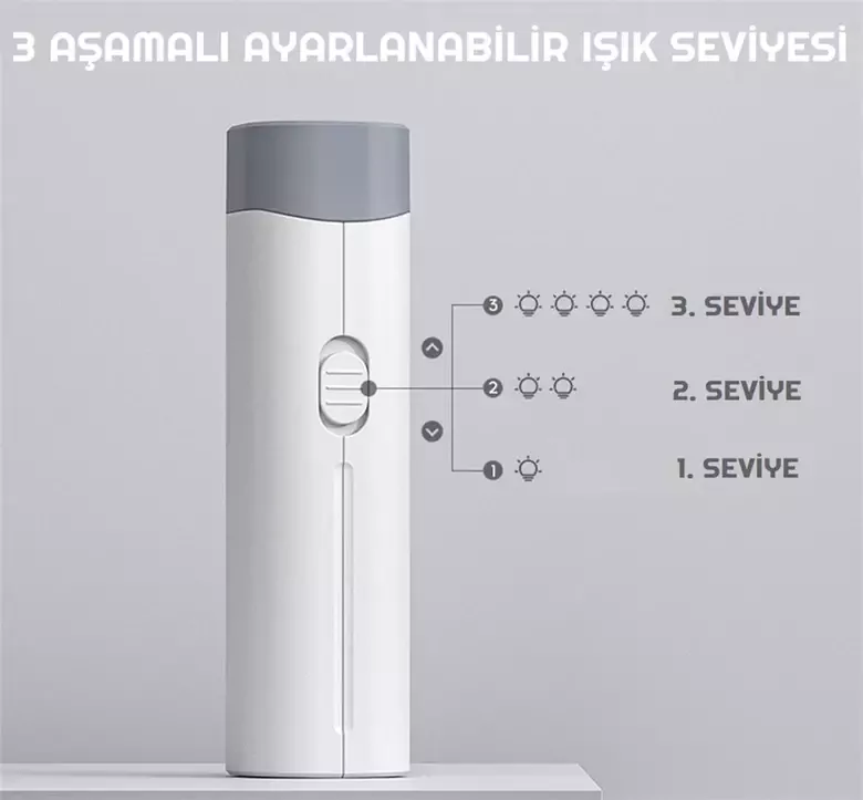 4in1 4500mAh 3 Kademe Işıklı Şarj Edilebilir Masa Lambası Powerbank Telefon Standı Fener