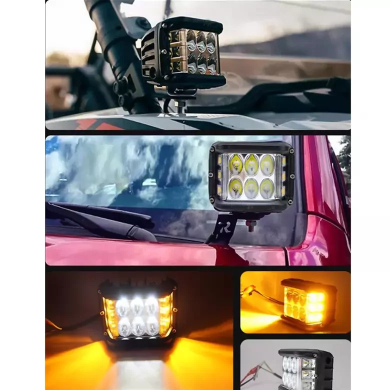 3 Mod Beyaz Turuncu Flaşlı 45W 12 LED Off Road Lambası Delici Yayıcı Motosiklet Sis Farı 3 Mod Beyaz Turuncu Flaşlı 45W 12 LED Off Road Lambası Delici Yayıcı Motosiklet Sis Farı