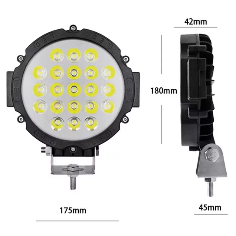 21 Ledli 63W Off Road Led Sis Farı Su Geçirmez 12V 24V Yuvarlak Çalışma Lambası