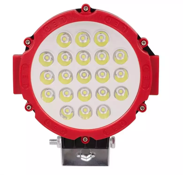 21 Ledli Kırmızı Çerçeve 63W Off Road Led Sis Farı Su Geçirmez 12V 24V Yuvarlak Çalışma Lambası