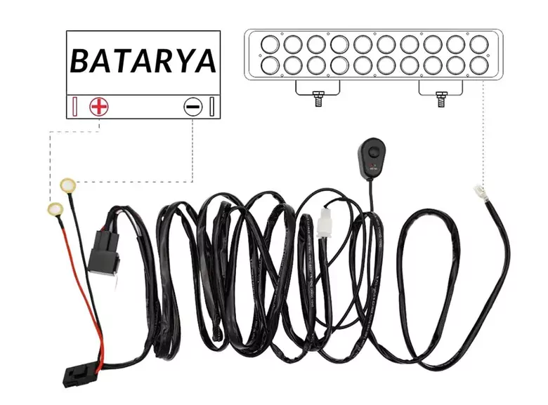 300W 16 AWG Kablo Demeti 15A Off Road Led Açma Kapama Kumandalı Kablo 300W 16 AWG Kablo Demeti 15A Off Road Led Açma Kapama Kumandalı Kablo