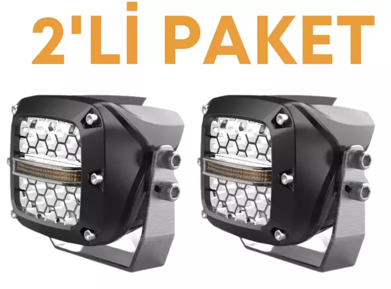 60W Beyaz Turuncu Petek Çalışma Tekne Led Sürüş Lambası Su Geçirmez Off Road Sis Farı